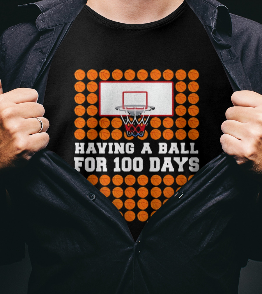 100 Days Of School Basketball Fun 100th Day Balls T-Shirt