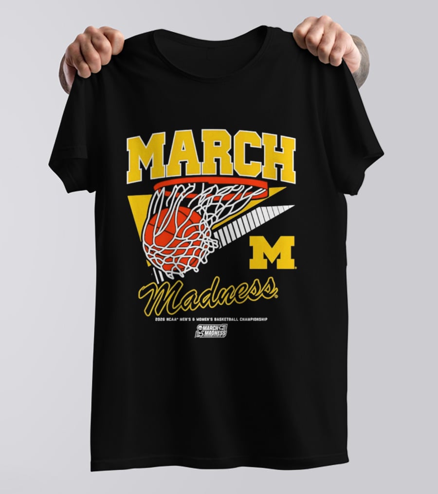 Michigan Wolverines March Madness MBB & WBB 2026 Basketball Championship Swish T-Shirt