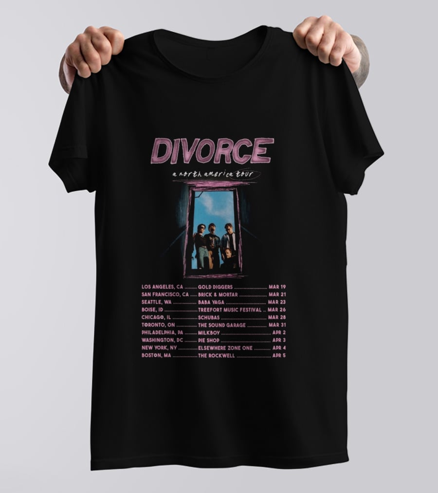 Divorce North America Tour 2026 Concert Dates And Cities T-Shirt