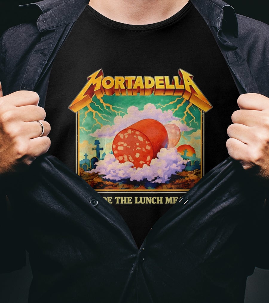 Mortadella Ride The Lunch Meat Clouds And Lightning Adventure T-Shirt