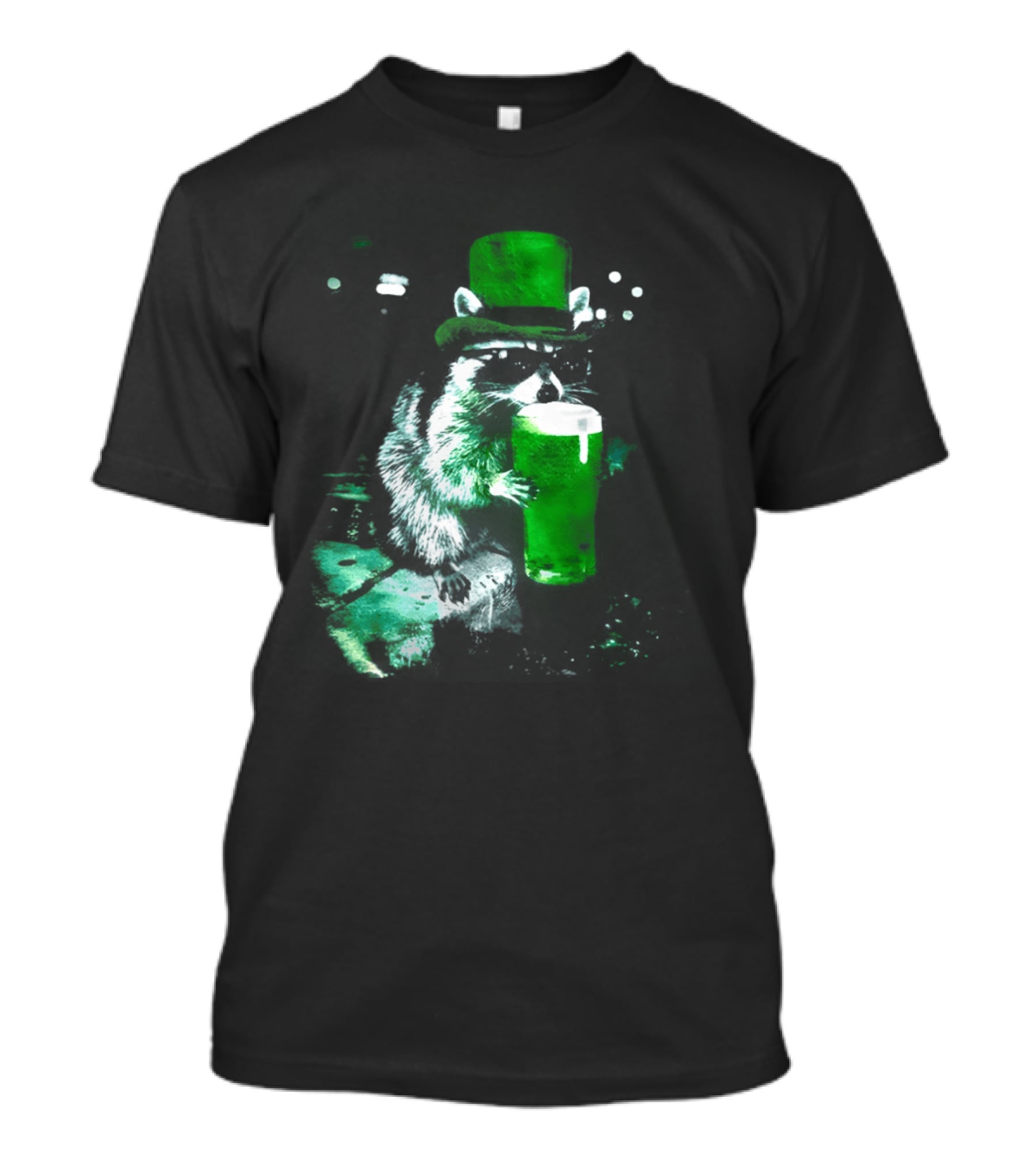 Drunk Irish Raccoon With Green Beer St Patricks Day 2026 T-Shirt