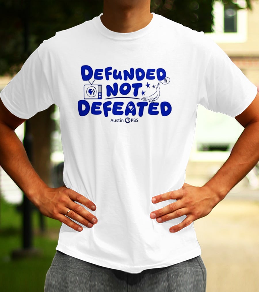 Defunded Not Defeated Austin PBS Vintage Television And Bird T-Shirt