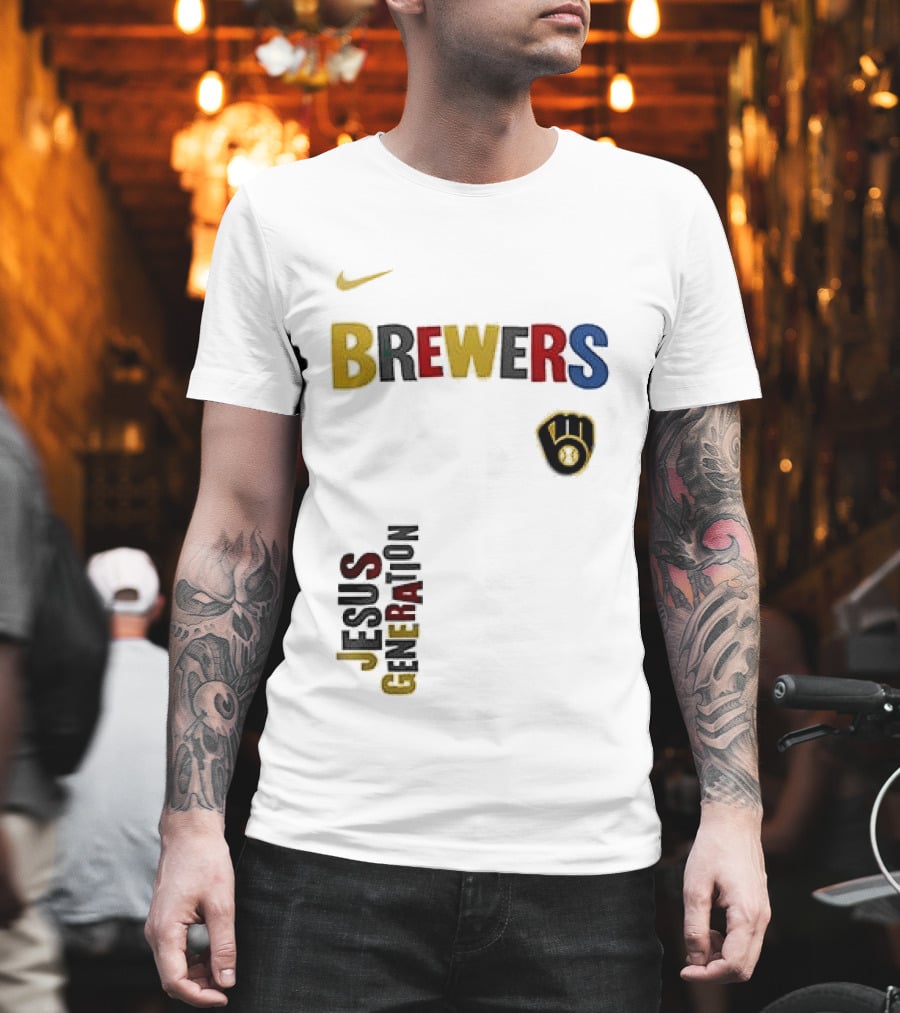Nike Brewers Jesus Generation Tour Milwaukee Baseball T-Shirt