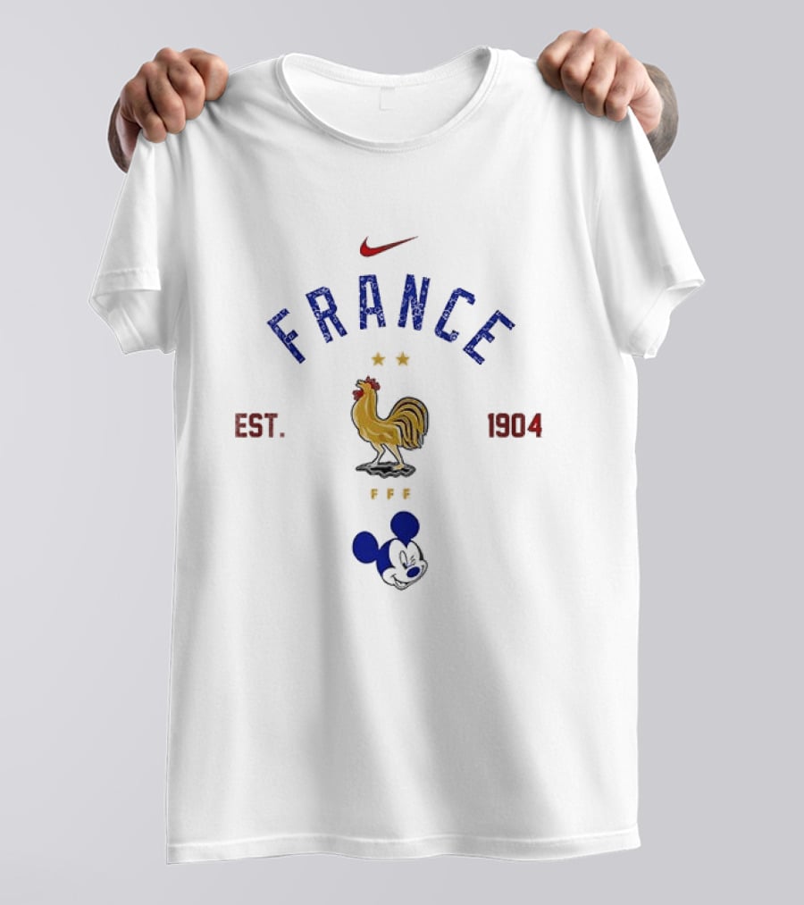 France Mickey Mouse Soccer Rooster Est 1904 Nike T-Shirt