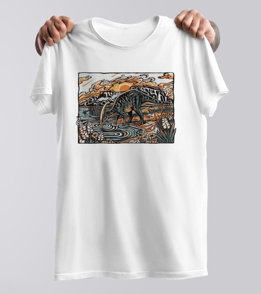 Parasaurolophus Dream In Cretaceous Landscape T-Shirt