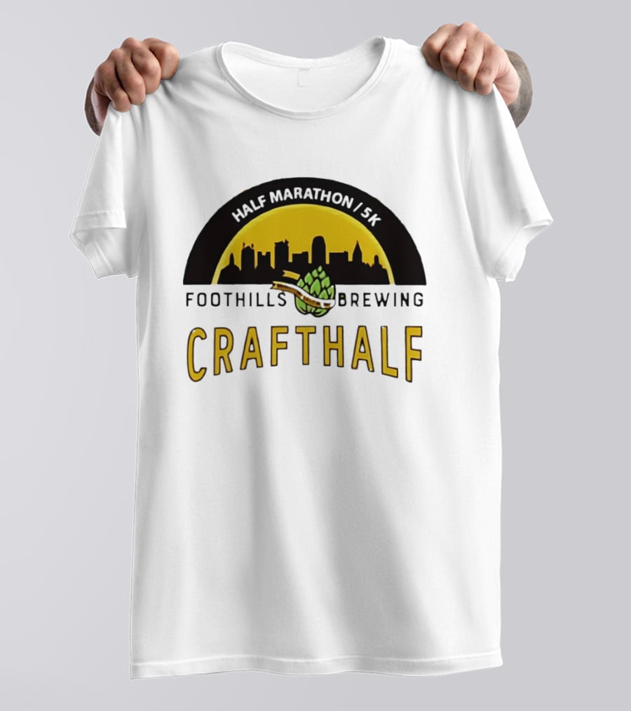 Foothills Brewing CrafHalf Half Marathon 5K City Skyline T-Shirt