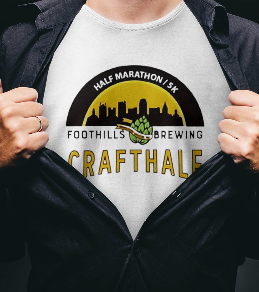 Foothills Brewing CrafHalf Half Marathon 5K City Skyline T-Shirt