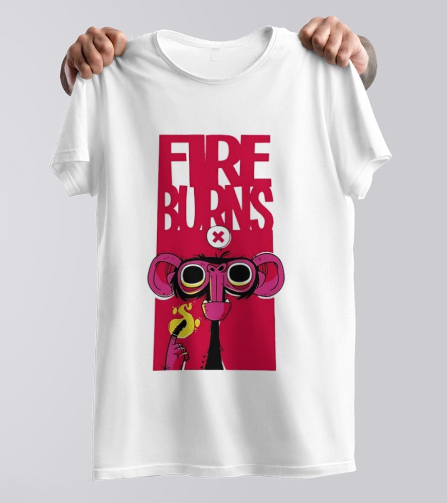 FIre Burns Monkey With Burning Hand T-Shirt