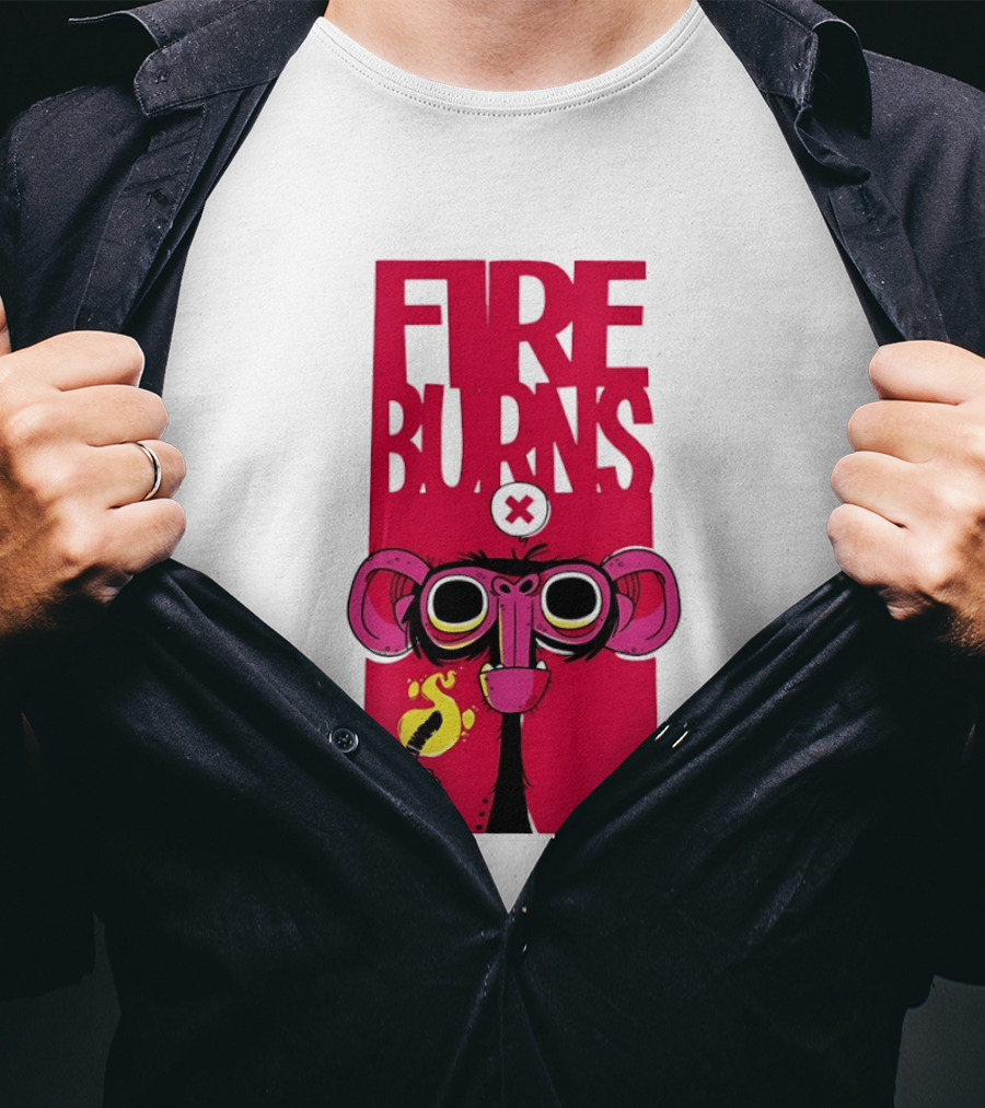 FIre Burns Monkey With Burning Hand T-Shirt