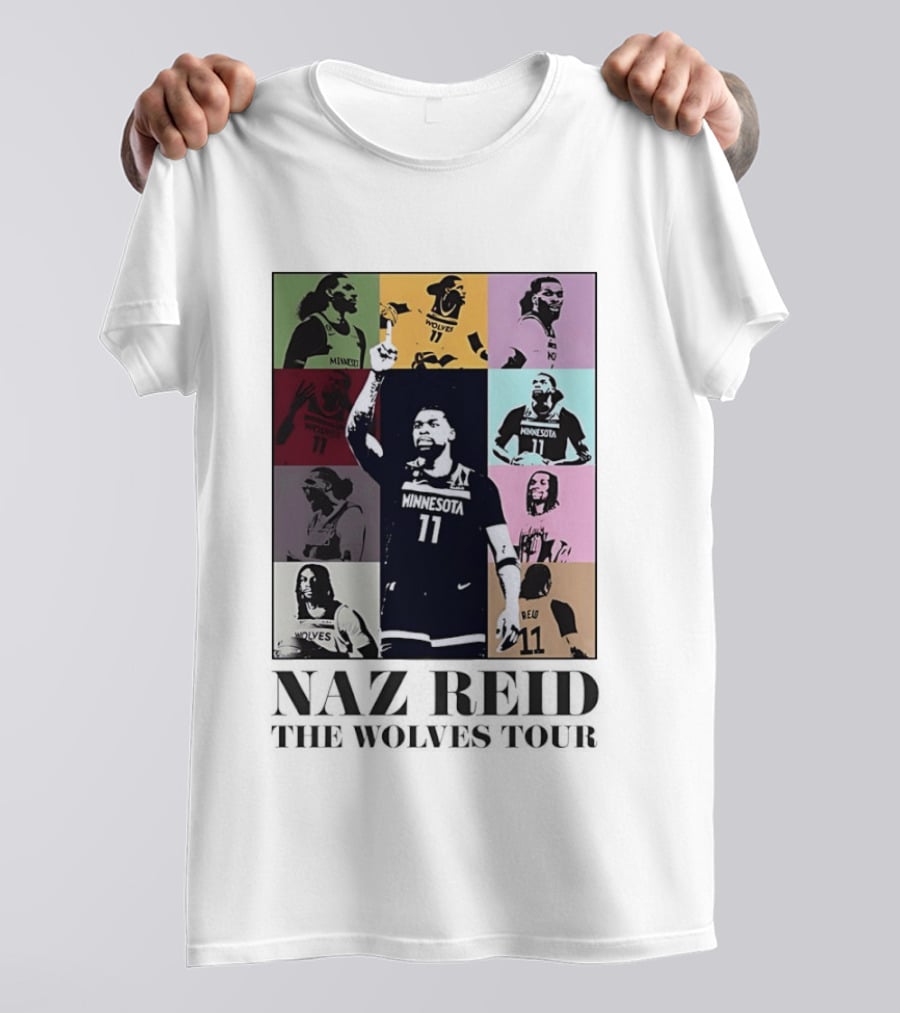 Minnesota Timberwolves Naz Reid Wolves Tour Montage T-Shirt