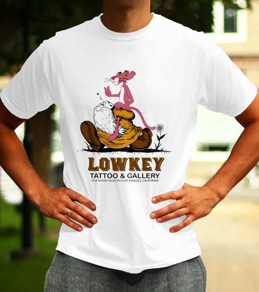 Pink Panther Lowkey Tattoo Gallery 2516 Sunset Blvd Los Angeles California T-Shirt