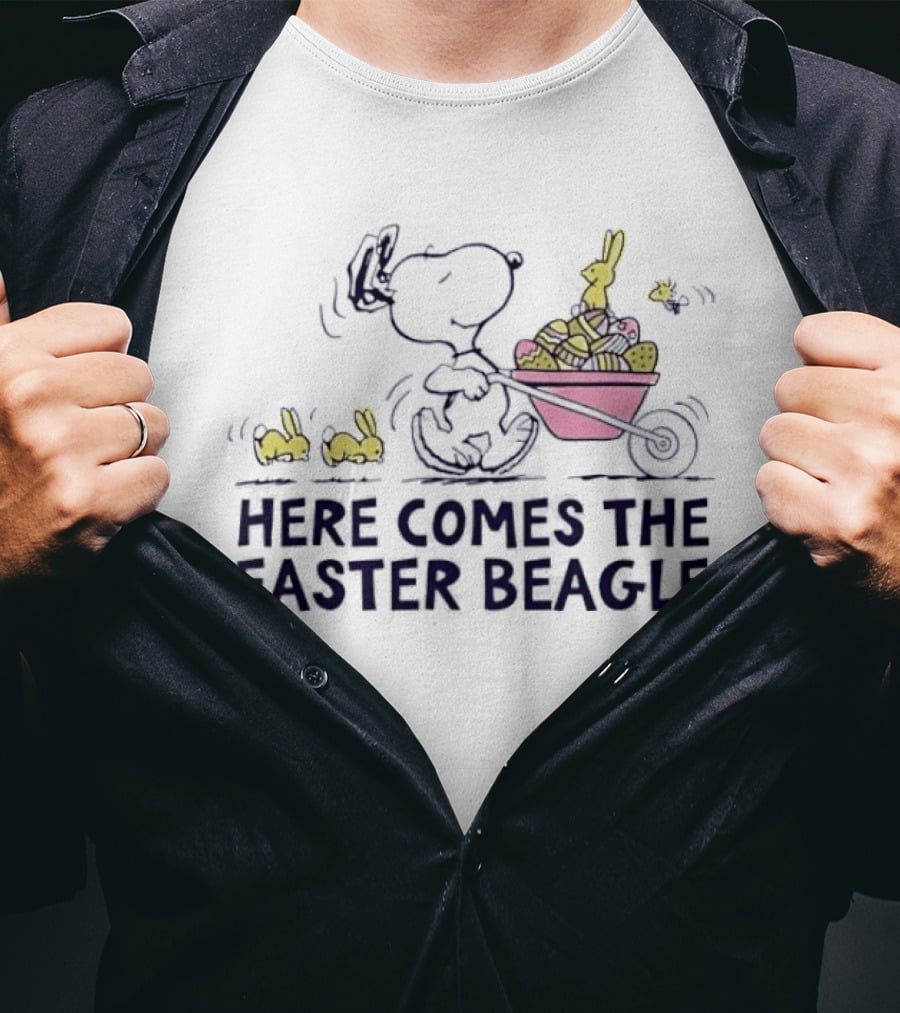 Snoopy Easter Beagle With Bunnies And Basket T-Shirt