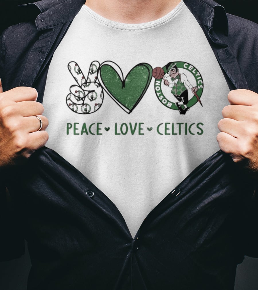 Peace Love Celtics Boston Basketball Team T-Shirt