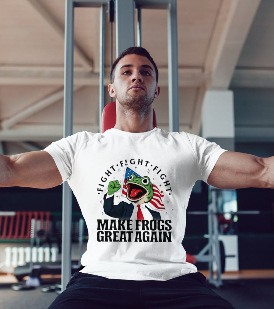 Fight Fight Fight Pepe Suit Make Frogs Great Again USA Flag T-Shirt