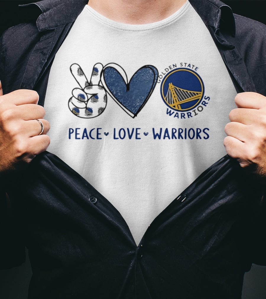 Golden State Warriors Peace Love Warriors Bridge T-Shirt