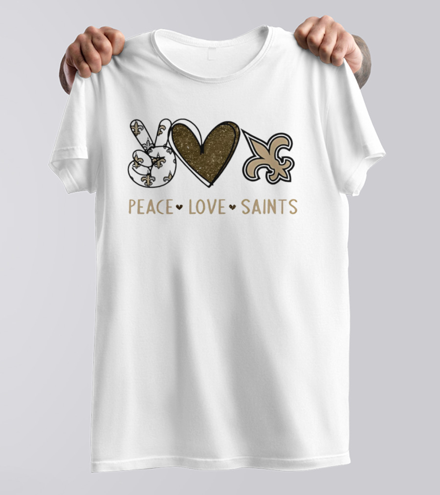 Peace Love Saints Fleur De Lis Symbol New Orleans Saints Football Team T-Shirt