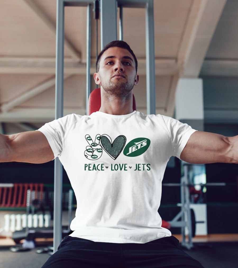 Peace Love New York Jets Hand Sign Heart T-Shirt