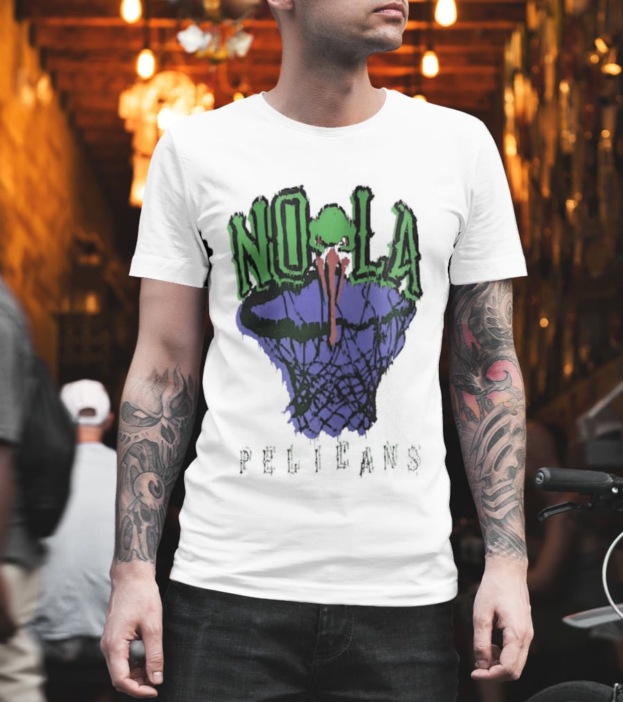 NOLA New Orleans Pelicans Basketball Hoop T-Shirt