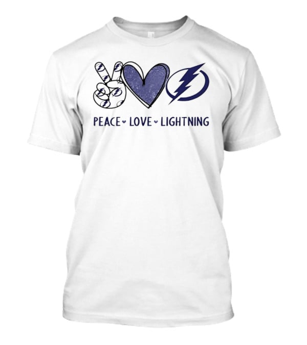 Peace Love Lightning Tampa Bay Hockey Team Hands Sign Heart T-Shirt