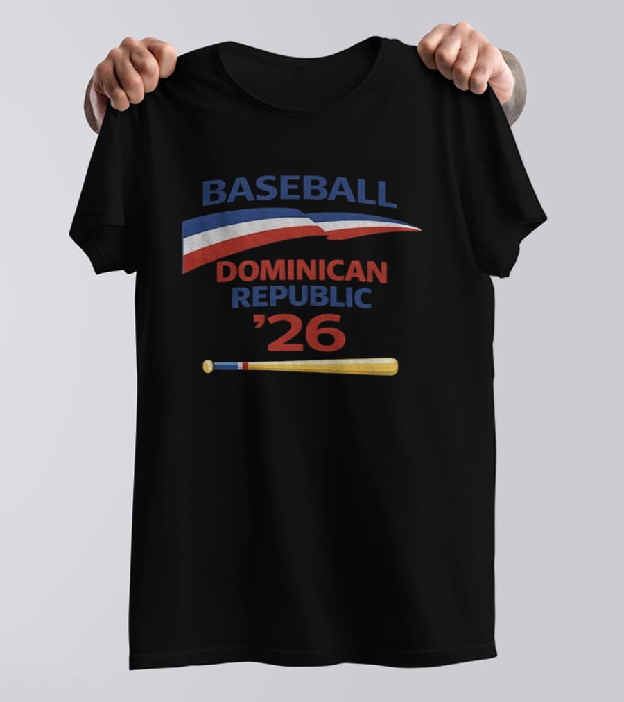 Dominican Republic Baseball 2026 Flag And Bat T-Shirt