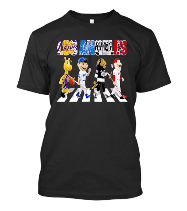 Los Angeles Lakers Dodgers Kings Angels Mascots Walking Abbey Road T-Shirt