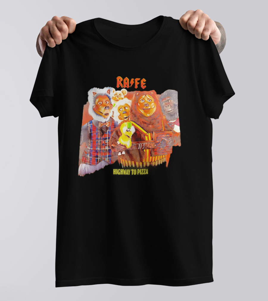 Rafe Highway To Pizza Characters With Animals And Guitar T-Shirt