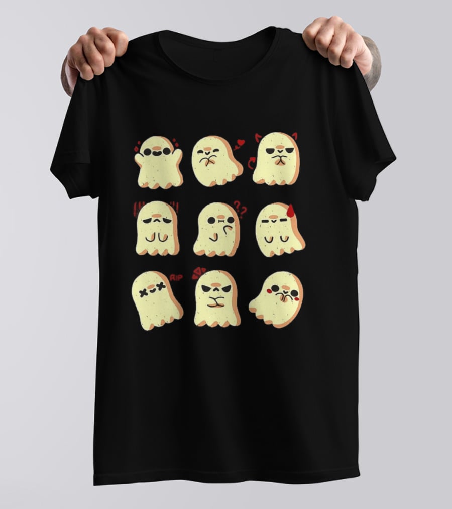 Ghost Emotions Cute Cartoon Ghosts With Various Expressions Halloween T-Shirt