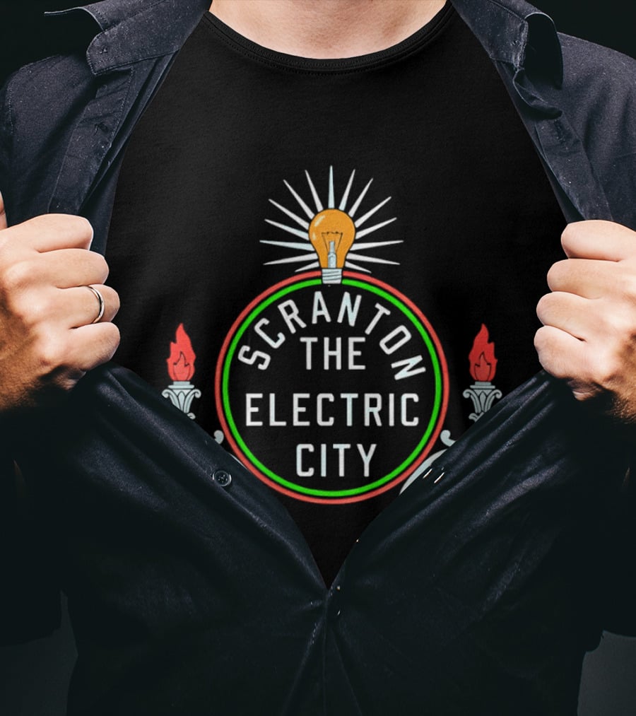 Scranton The Electric City Neon Lightbulb T-Shirt