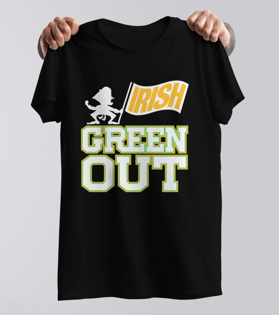 Notre Dame Fighting Irish Green Out Iconic Leprechaun Flag T-Shirt