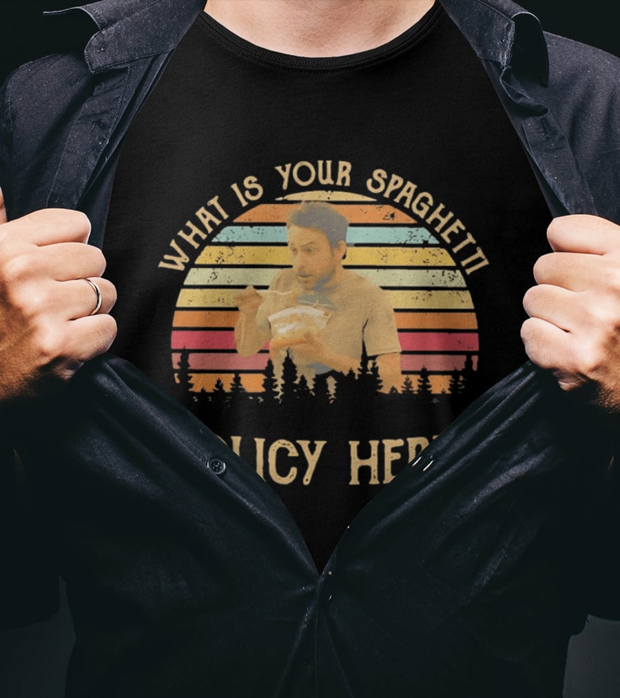 Charlie Kelly What Is Your Spaghetti Policy Here Vintage Sunset It's Always Sunny In Philadelphia T-Shirt