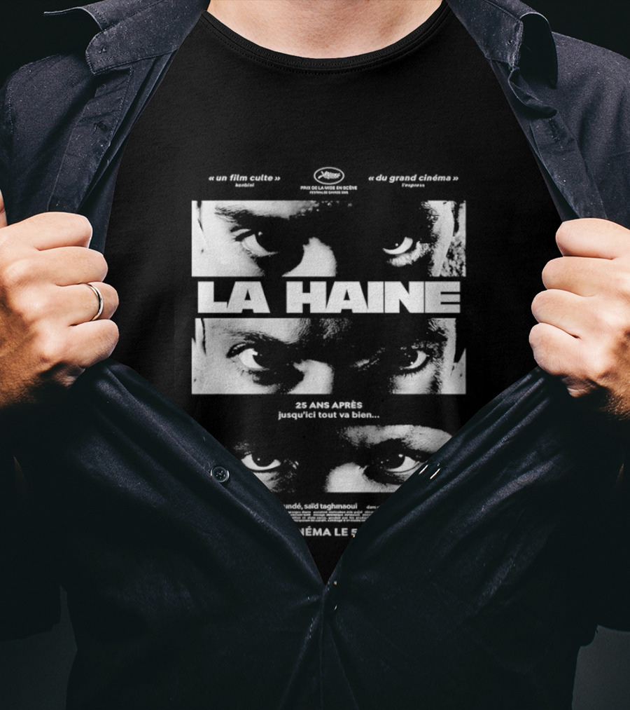 La Haine 25 Ans Après Jusqu'ici Tout Va Bien Face Eyes Flame T-Shirt