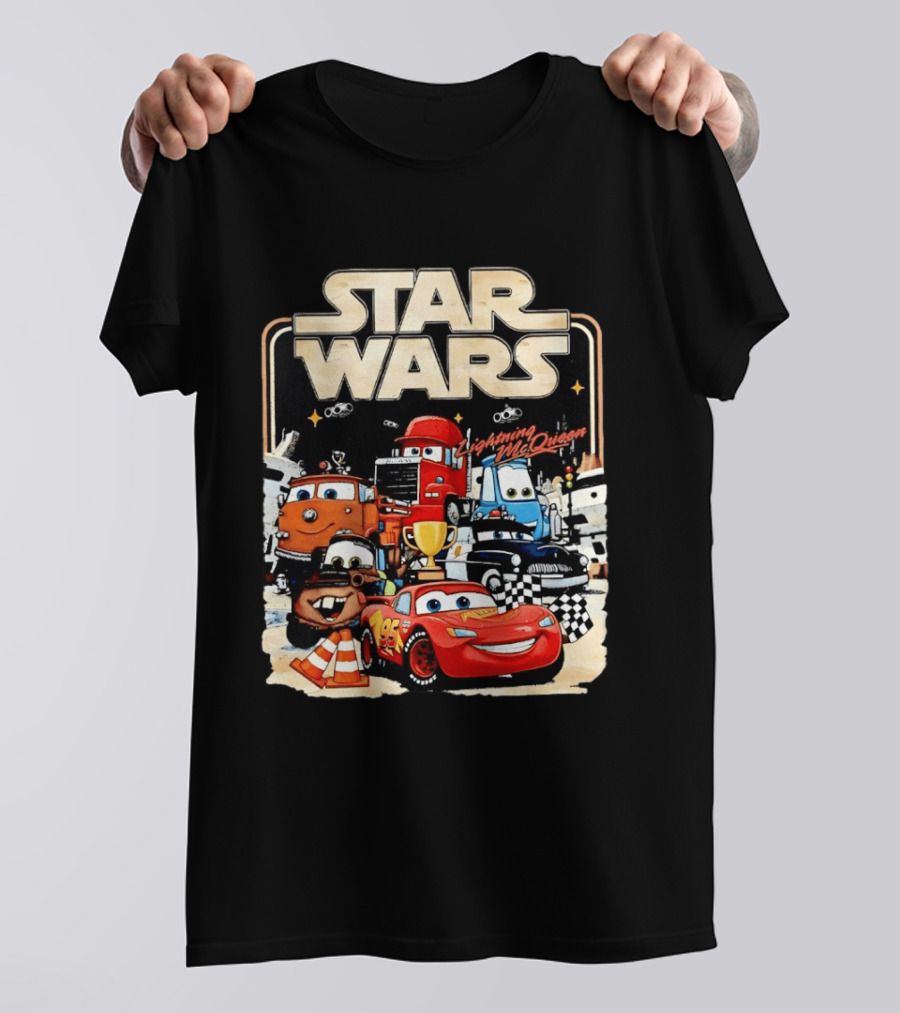 STAR WARS Lightning McQueen Racing Adventure With Cars Characters T-Shirt