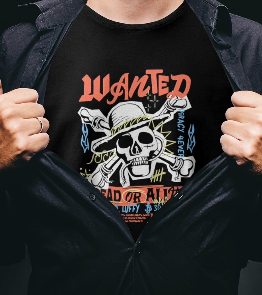 Wanted Monkey D. Luffy 30 000 000 Beli Dead Or Alive One Piece Season 2 Live Action T-Shirt