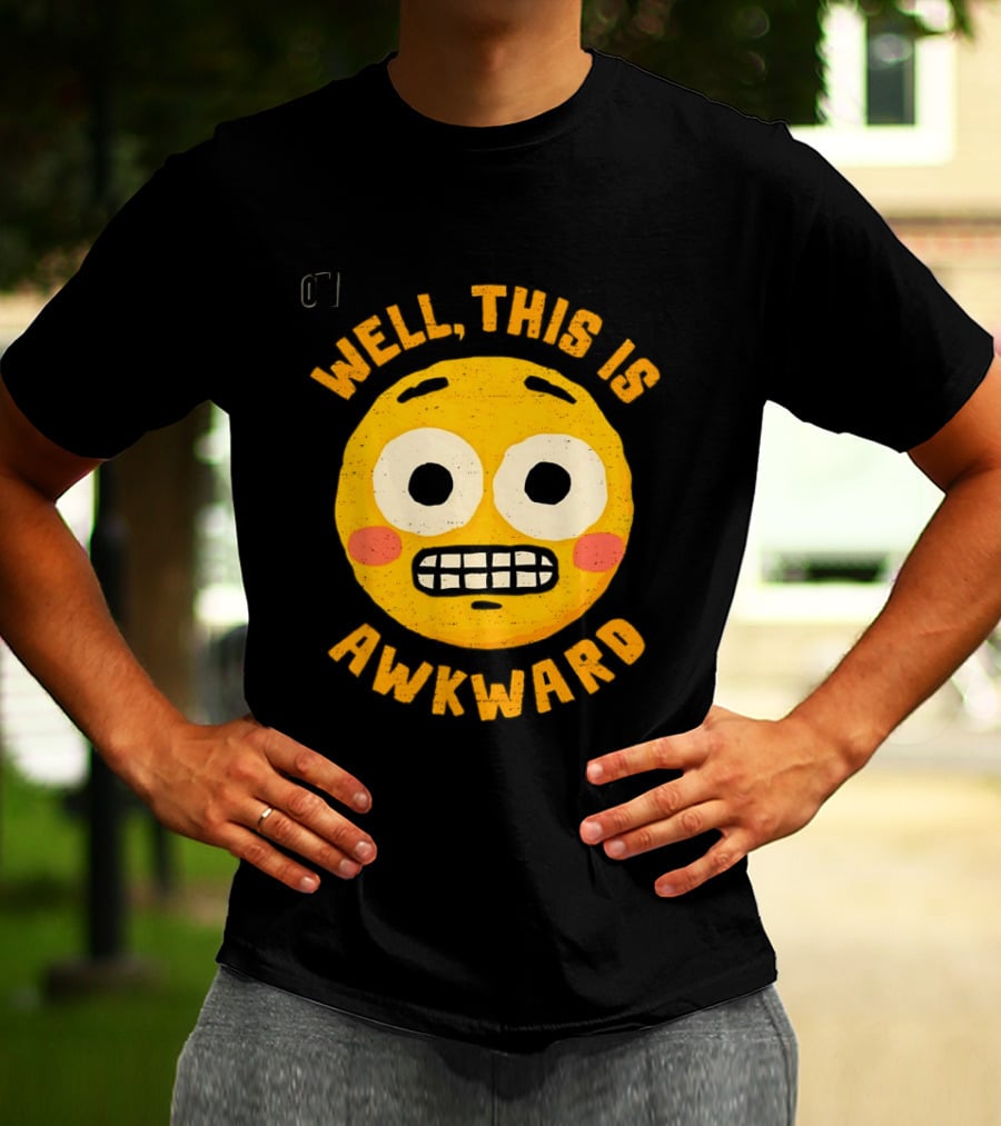 Well This Is Awkward Emoji Expression T-Shirt