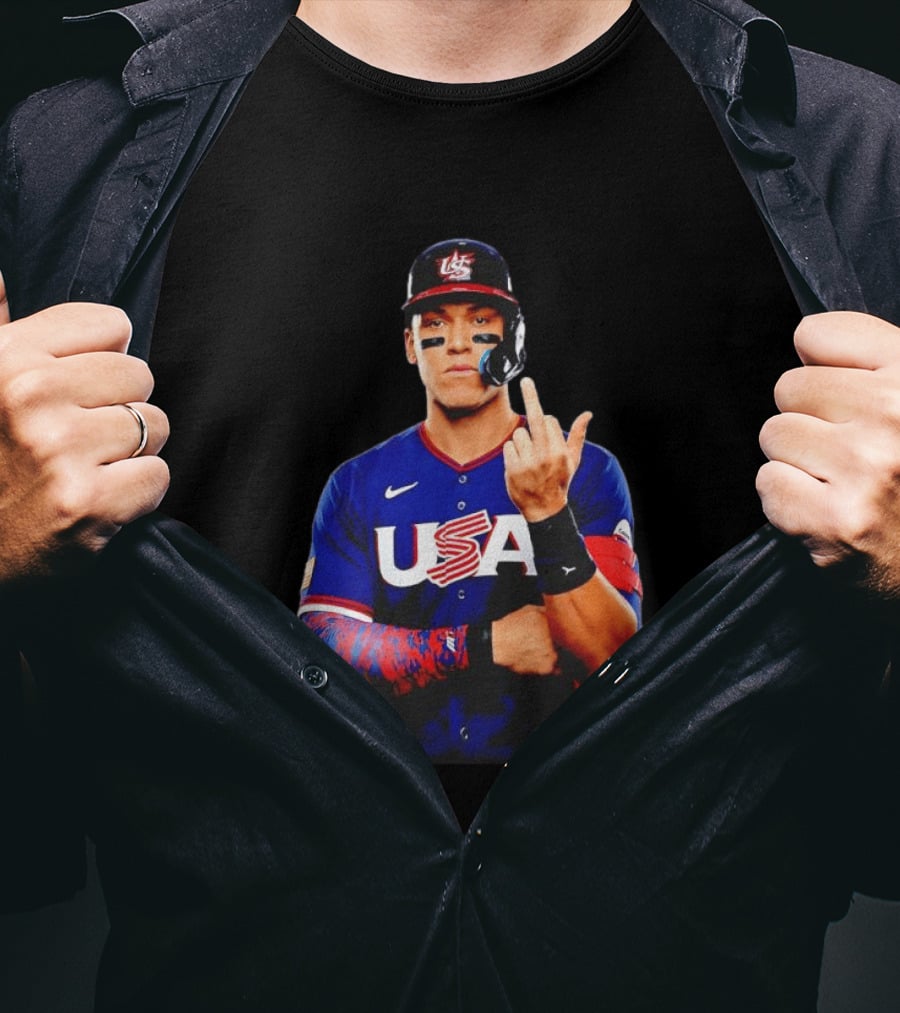 Aaron Judge USA Baseball WBC 2026 Middle Finger Iconic Gesture T-Shirt