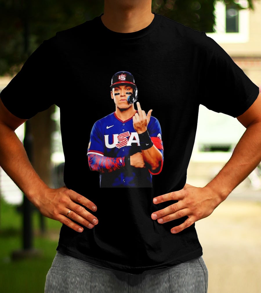 Aaron Judge USA Baseball WBC 2026 Middle Finger Iconic Gesture T-Shirt