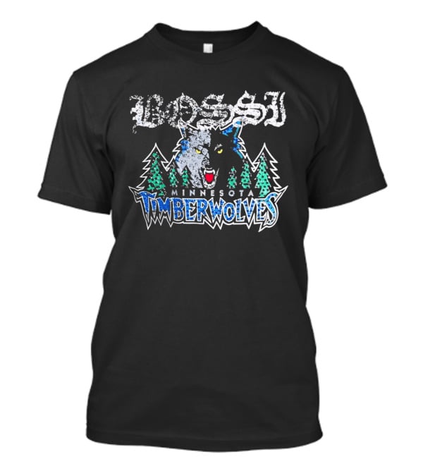 Bossi Minnesota Timberwolves Wolf And Trees T-Shirt