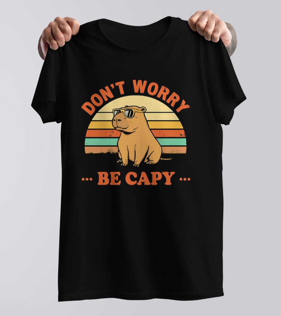 Don't Worry Be Capy Retro Capybara Sunglasses T-Shirt