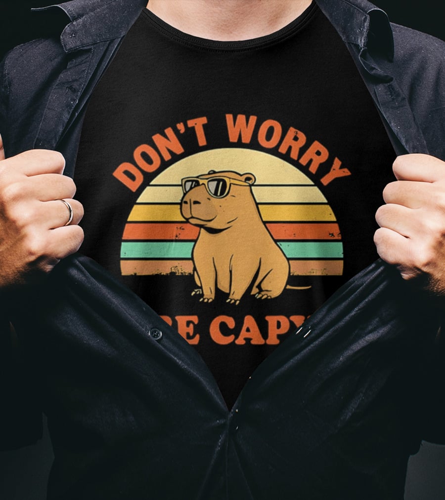 Don't Worry Be Capy Retro Capybara Sunglasses T-Shirt