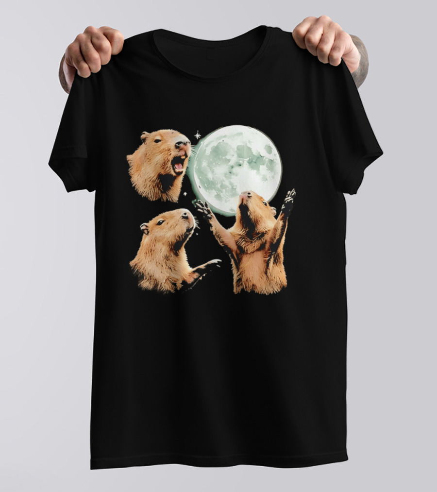 Capybara Howling At Full Moon Tranquility T-Shirt