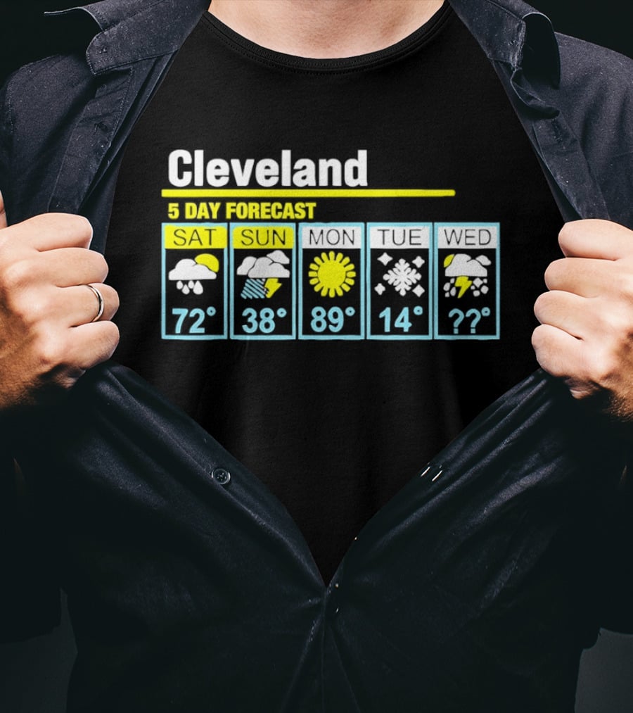 Cleveland 5 Day Forecast Weather Humor Cold Snow Thunderstorm T-Shirt