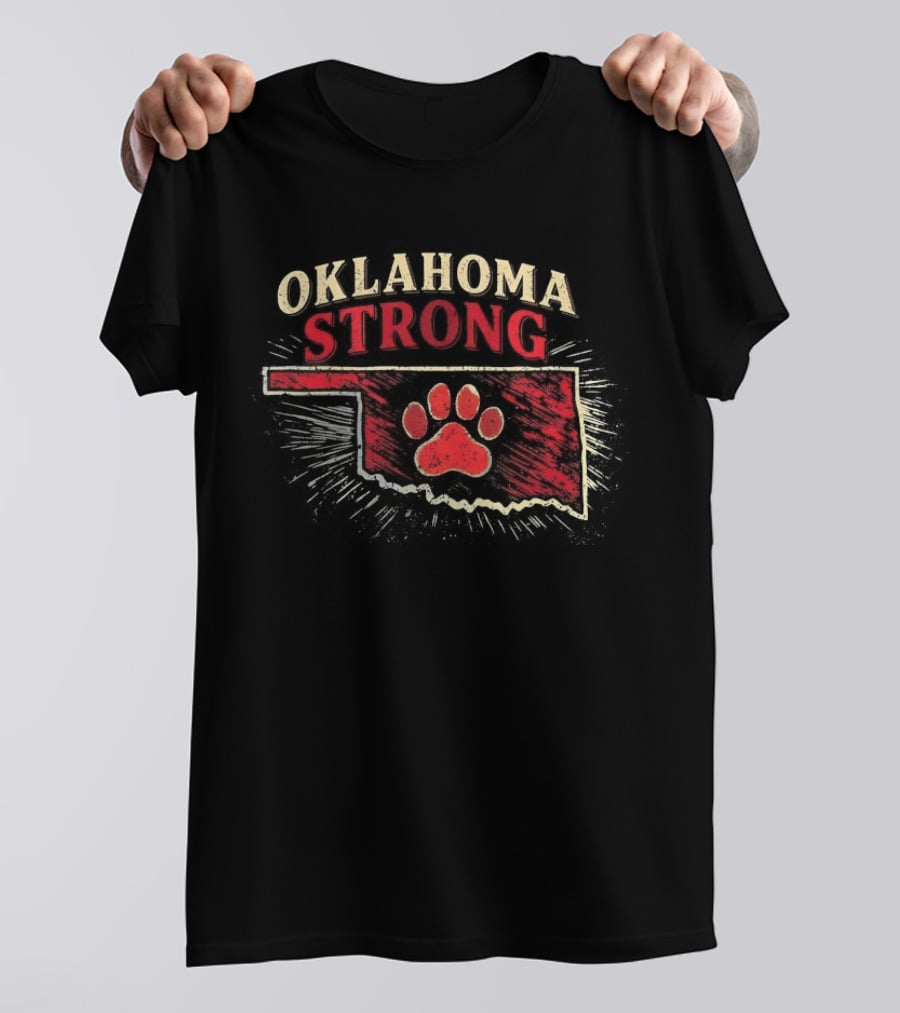 Oklahoma Strong Paw Print I'd Rather Be With My Dog T-Shirt