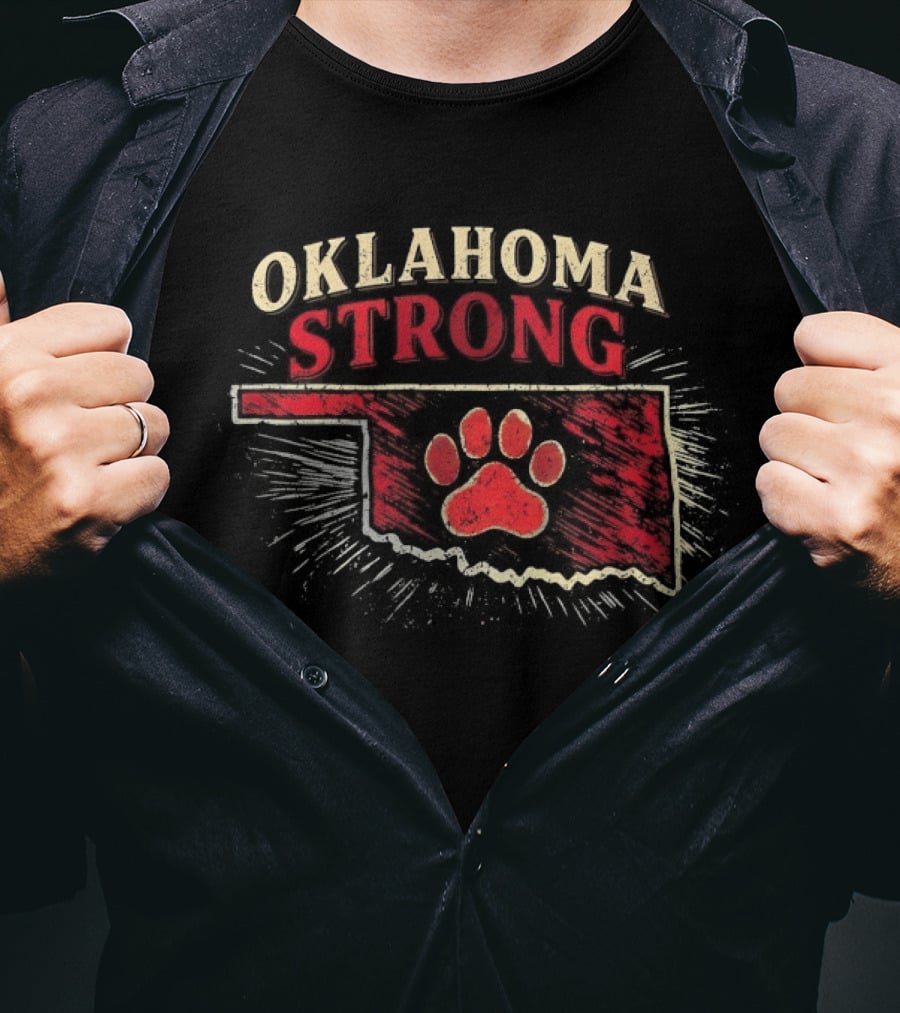 Oklahoma Strong Paw Print I'd Rather Be With My Dog T-Shirt