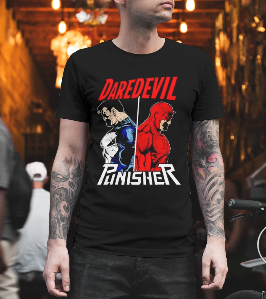 Daredevil Punisher Split Silhouette Marvel Characters T-Shirt
