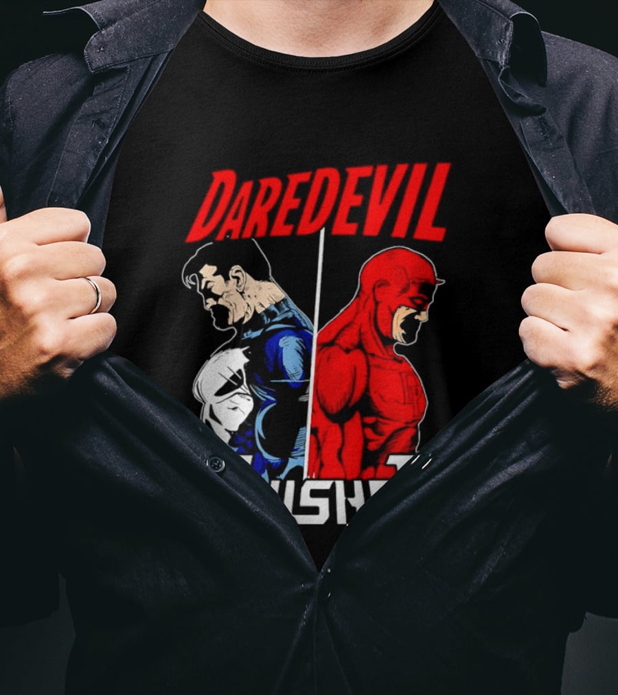Daredevil Punisher Split Silhouette Marvel Characters T-Shirt