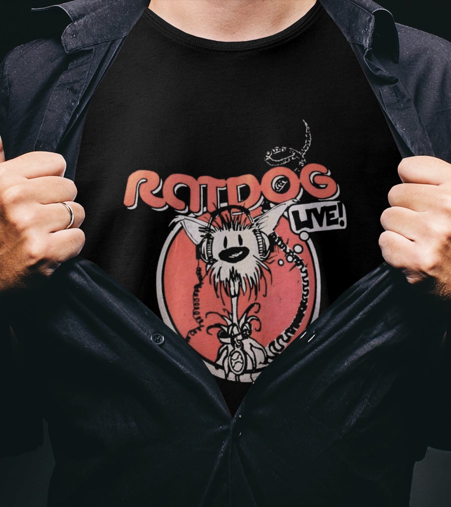 Ratdog Live Cartoon Character With Headphones And Tail T-Shirt