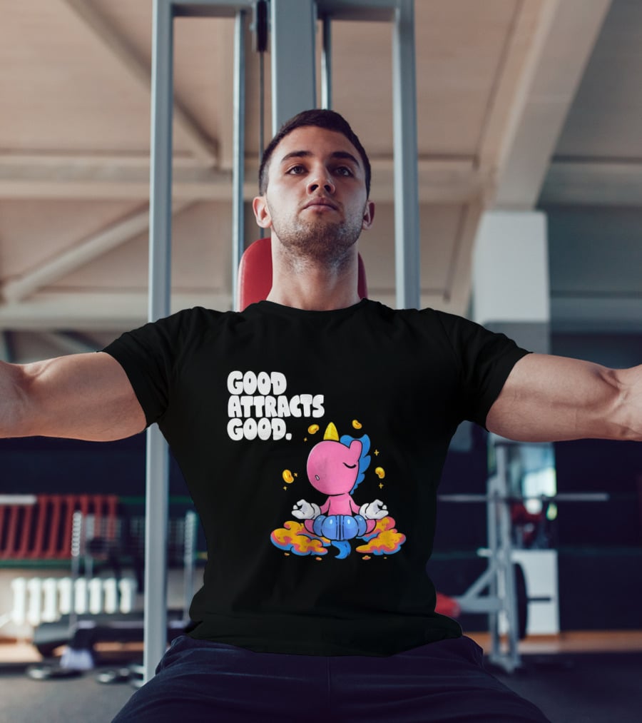 Good Attracts Good Unicorn Cartoon Meditation Coins T-Shirt