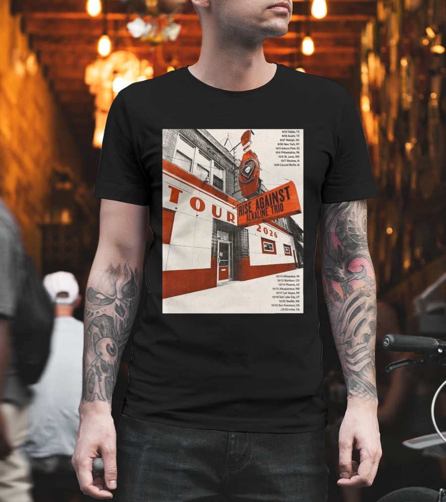 Rise Against Alkaline Trio Tour 2026 North America Dates Dallas Austin Chicago Seattle T-Shirt