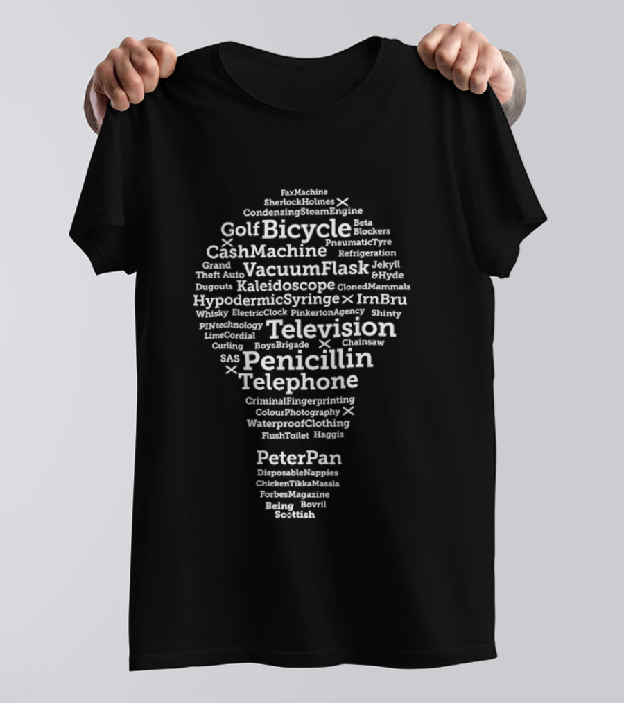 Scottish Inventions Telephone Penicillin Bike Vacuum Peter Pan Sherlock Holmes T-Shirt