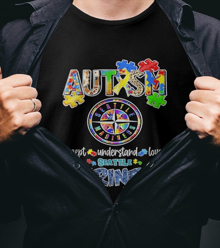 Seattle Mariners Autism Awareness Accept Understand Love Puzzle Pieces 2026 T-Shirt